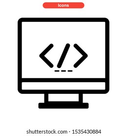 coding program icon isolated sign symbol vector illustration - high quality black style vector icons
