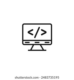 coding program icon outline collection in black