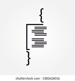 Coding programmer icon. Computer language script code. white color.