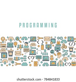 Coding and programming background. Software development and computer technology.