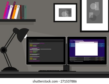 Coding Programming Dual Monitor Web Development