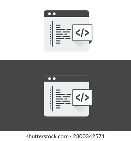Coding and programming, Software development, Computer programming languages, Code editor and IDEs, Software engineering, Web development, Computer programming concepts vector icon.
