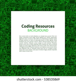 Coding Resources Template. Vector Illustration of Paper over Programming Skills Outline Design.