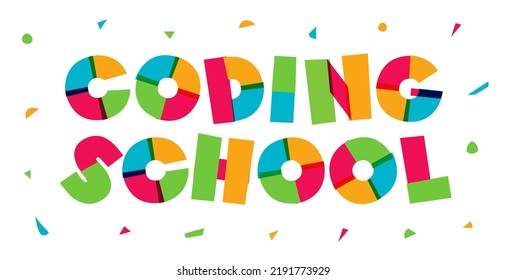 Coding school banner colorful modern typography