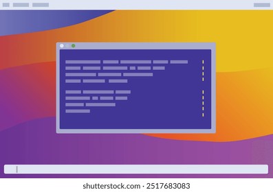Coding screen on a colorful background