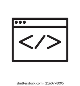 Coding screen window line icon. linear style sign for mobile concept and web design. coding screen window outline vector icon. Symbol, logo illustration. Pixel perfect vector graphics