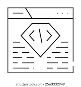 coding seo optimization line icon vector. coding seo optimization sign. isolated contour symbol black illustration