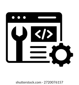 Coding Service Icon Glyph Design Vector Illustration