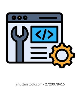 Icono de servicio de codificación Ilustración vectorial de diseño de color lineal