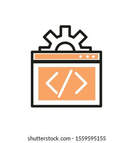 coding setting web development icon vector illustration line and fill
