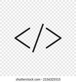 Coding simple icon vector. Flat design. Transparent grid.