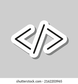 Coding simple icon vector. Flat design. Sticker with shadow on gray background.ai