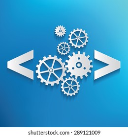 Coding symbol on blue background,clean vector
