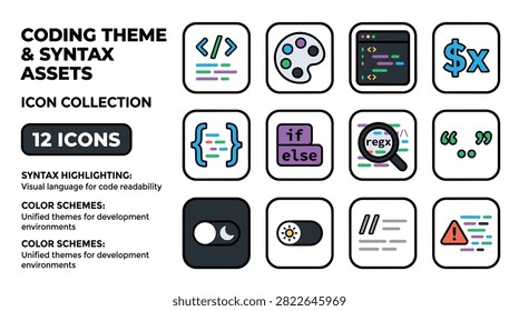 Coding and Syntax Icons Collection Featuring 12 Unique Graphics
