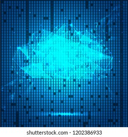 coding technology cloud, vector illustration of low poly style