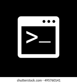 Coding terminal icon. Simple logo of coding console terminal on black background. Flat illustration.
