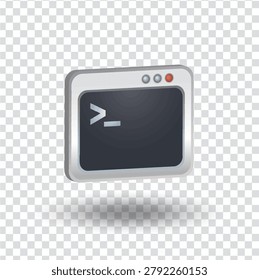 Coding terminal window icon illustration with programming interface isolated on transparent background.
