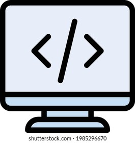 coding vector color line icon
