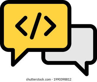 coding vector color line icon