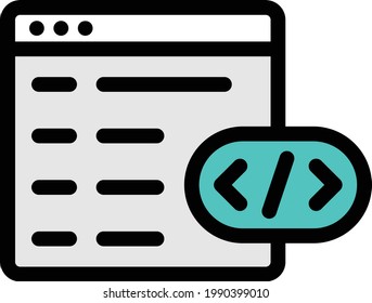 coding vector color line icon