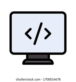 coding vector flat color icon 