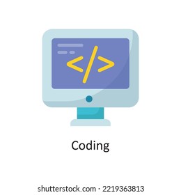 Coding  Vector  Flat Icon Design illustration. Cloud Computing Symbol on White background EPS 10 File