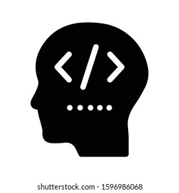 coding vector glyph flat icon 