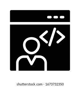 coding vector glyph flat icon 