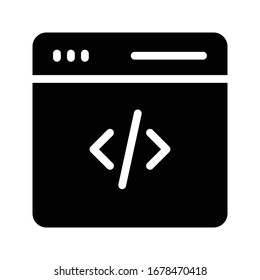 coding vector glyph flat icon 