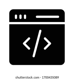coding vector glyph flat icon  