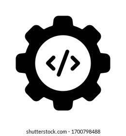 coding vector glyph flat icon 