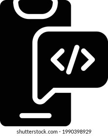 coding vector glyph flat icon
