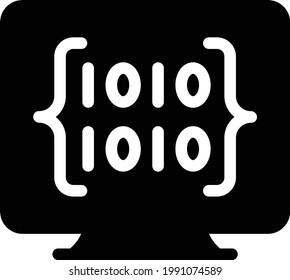 coding vector glyph flat icon