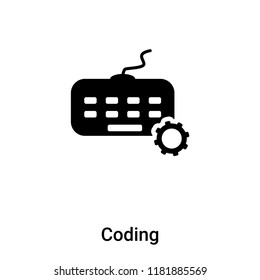 Coding icon  vector isolated on white background, logo concept of Coding  sign on transparent background, filled black symbol