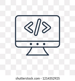 Coding vector outline icon isolated on transparent background, high quality linear Coding transparency concept can be used web and mobile