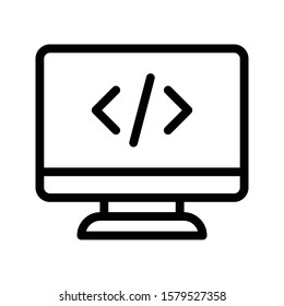 coding vector thin line icon 