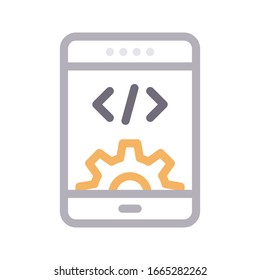 coding vector thin line icon 
