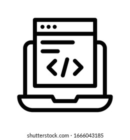 coding vector thin line icon 