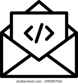 coding vector thin line icon