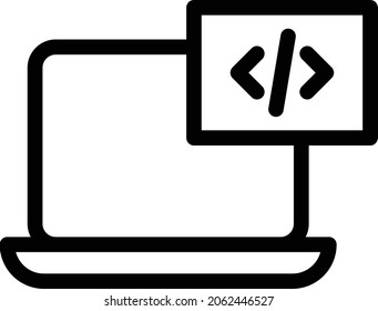 coding vector thin line icon