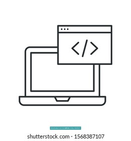 Coding, web development icon vector illustration logo template for many purpose. Isolated on white background.