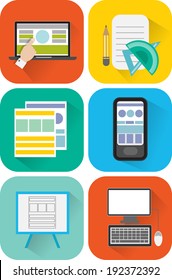 coding and web interface icon set