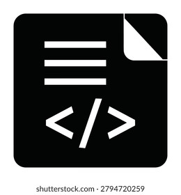 Coding webpage html document symbol icon on black background