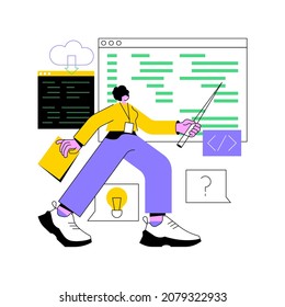 Coding workshop abstract concept vector illustration. Code writing workshop, online programming course, app and games development class, informatics lesson, software development abstract metaphor.