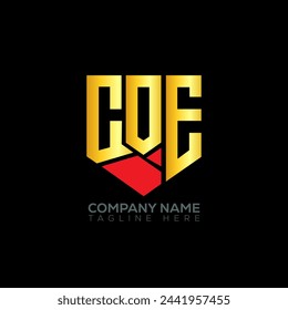Diseño abstracto del logotipo de la letra del COE. COE diseño único. VAMOS.
