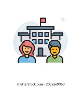 Coed vector filled outline icon style illustration. EPS 10 file