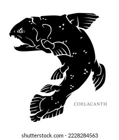 Coelacanth Fish Silhouette, prehistoric fish illustration of the living fossil