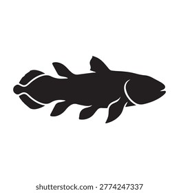 Coelacanth prehistoric fish silhouette vector icon for museum branding