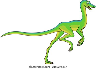 Coelophysis Dinosaur Cartoon Character. Vector Hand Drawn Illustration Isolated On White Background