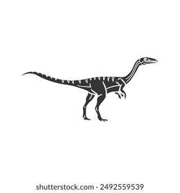 Coelophysis Icon Silhouette Illustration. Dinosaurs Vector Graphic Pictogram Symbol Clip Art. Doodle Sketch Black Sign.